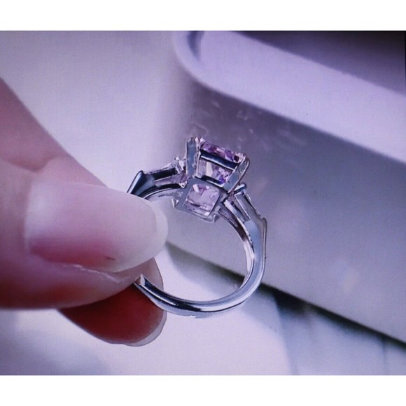 Pink Zirconia Statement Ring Sz 8 Silver Beauty Fashion Jewelry Gift NWT - Picture 6 of 7